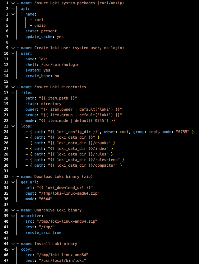 loki ansible excerpt